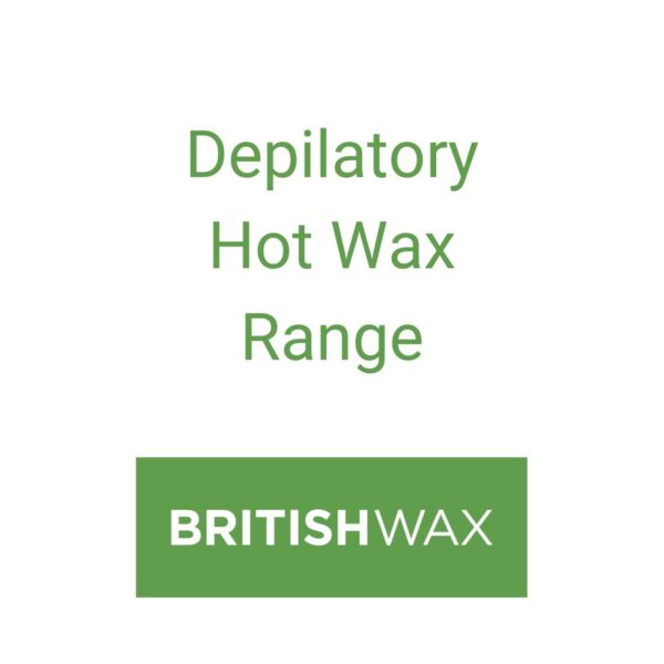 Product label for British Wax - Depilatory Hot Wax Range