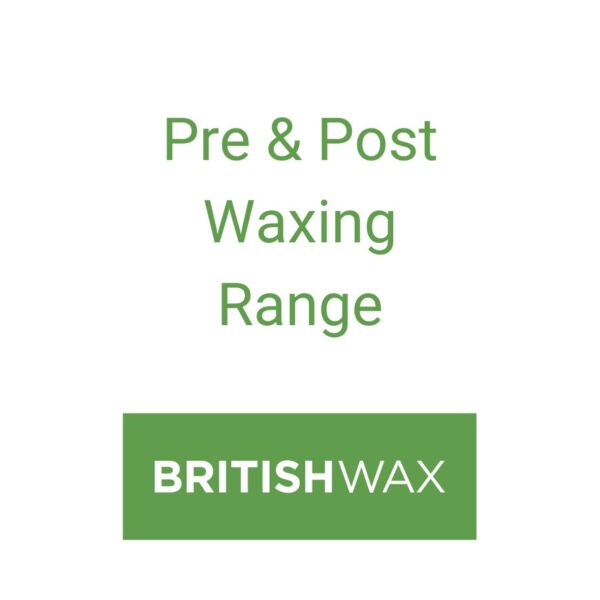 Product label for British Wax - Pre & Post Waxing Range