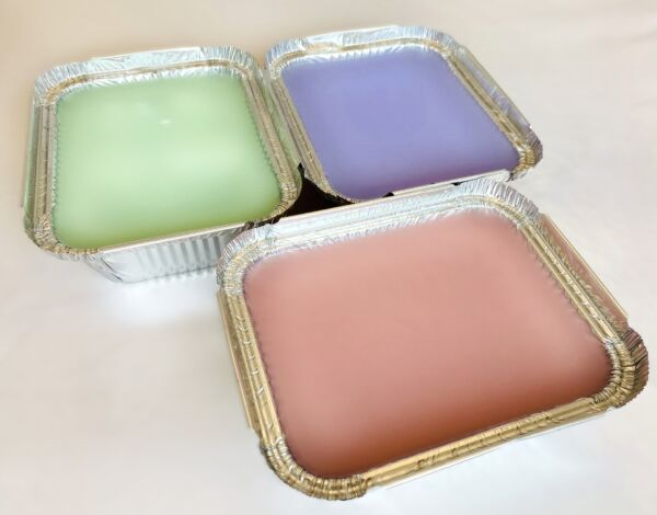 Trays of paraffin wax in different colours