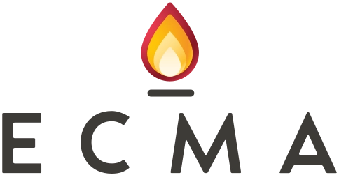 Letters ECMA under a stylized flame - logo of the European Candle Manufacturers Association