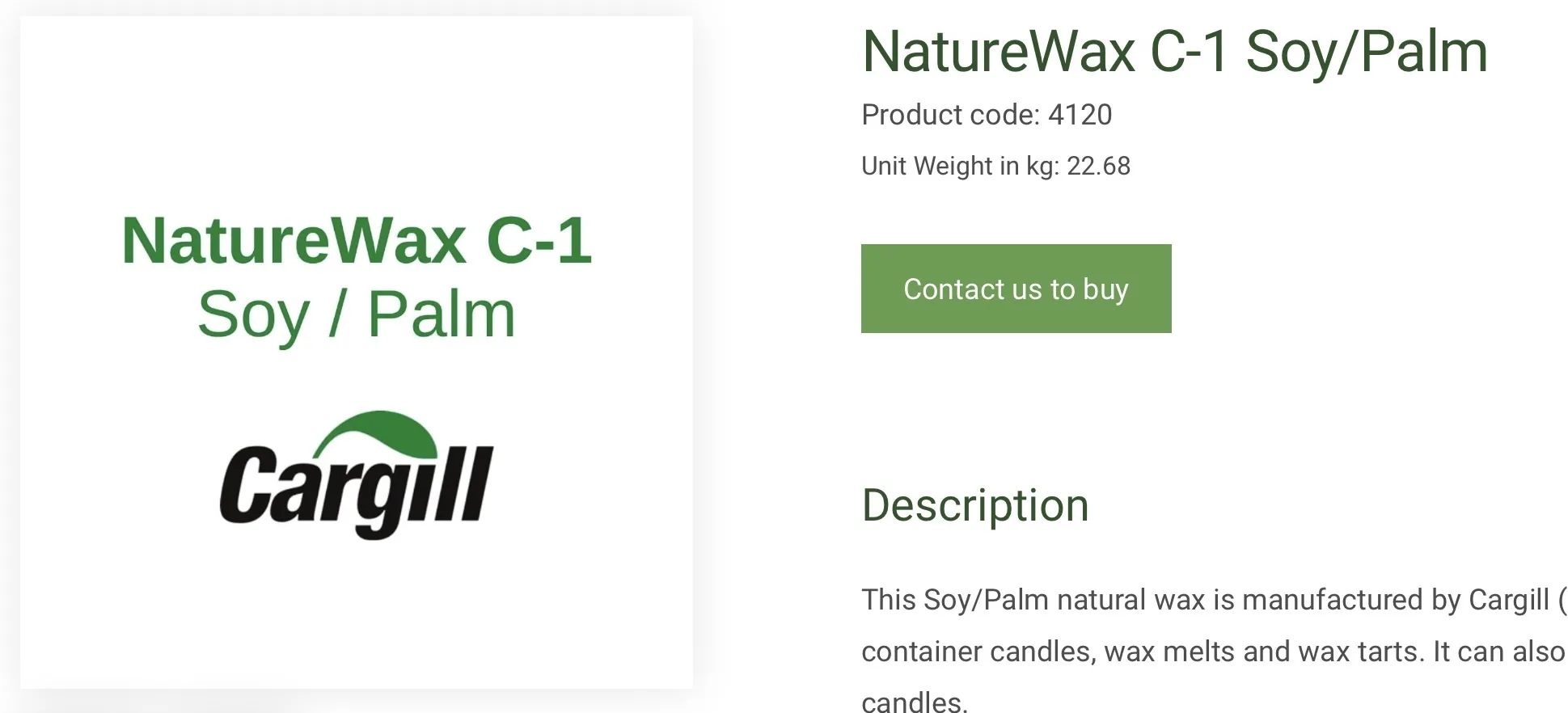 Screenshot of a britishwax product page not enabled for online purchases